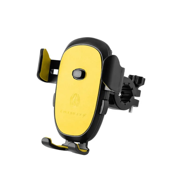 CYCLINGBOX BG-2930 Bicycle Mobile Phone Frame Plastic One-Click Lock Mobile Phone Bracket, Style: Handlebar Installation (Yellow）