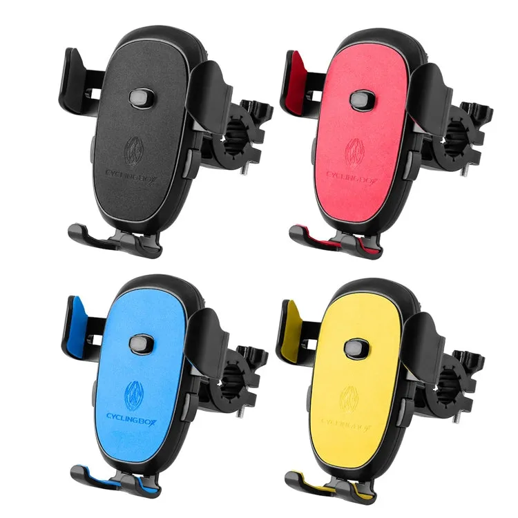 CYCLINGBOX BG-2930 Bicycle Mobile Phone Frame Plastic One-Click Lock Mobile Phone Bracket, Style: Handlebar Installation (Yellow）