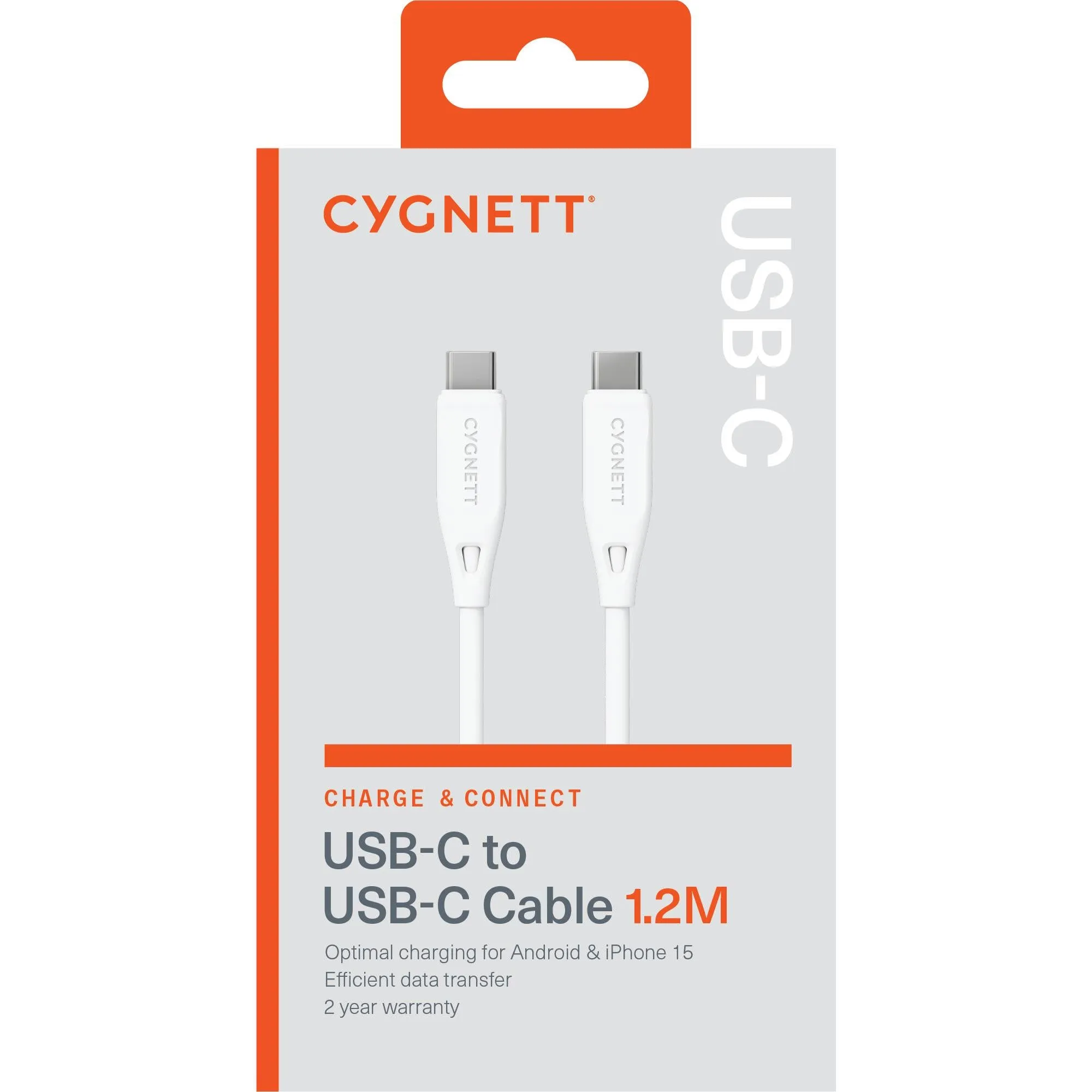 Cygnett Charge & Connect USB-C to USB-C 2.0 Cable V2 1.2m (White)