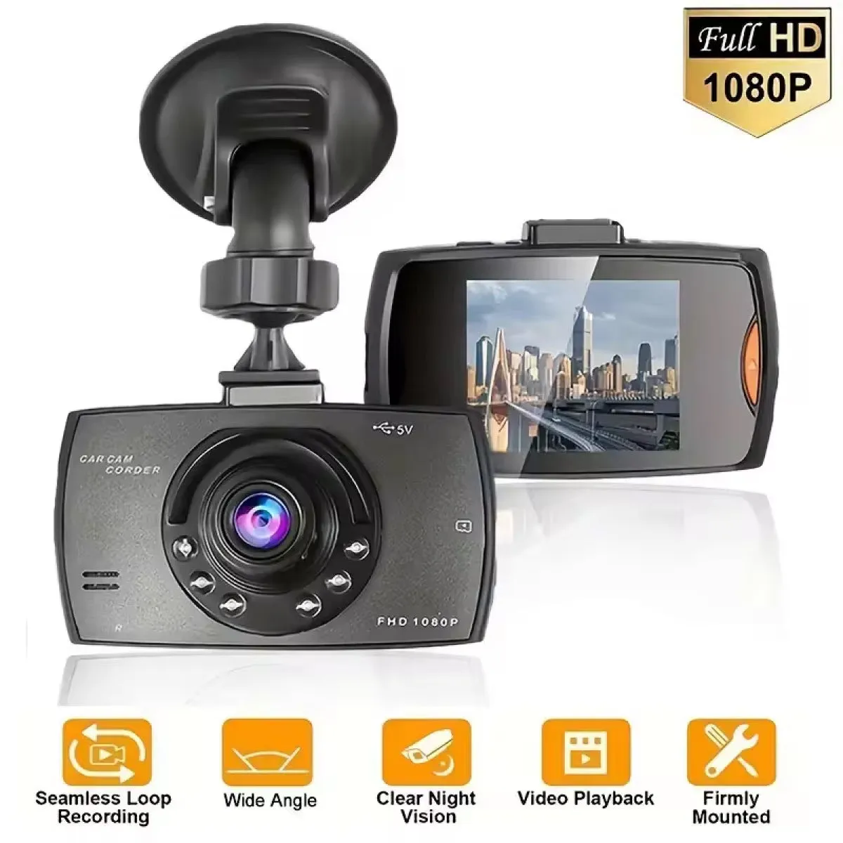 Dash cam for Car: Full HD 1080P 140 Degree Night Vision Wide Angle Video Camera