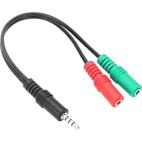 Dealsplant 3.5mm Jack Splitter Male to 2 Female Mic & Audio Splitter Cable