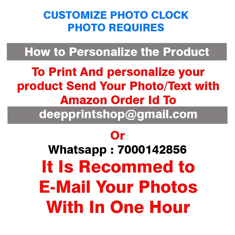 Deep Prints Personalised Photo Clock Gift 1 Photo Collage Photo Frame Wall Hanging Decoration - 12 x 12 inch (Brown)