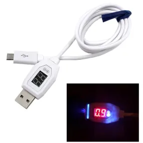 Digital LCD Voltage Display Micro USB Data Charging Cable