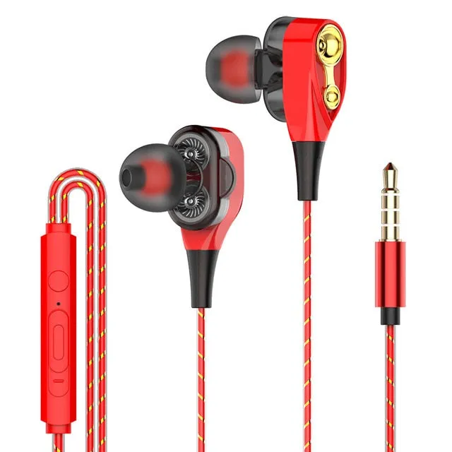 Dual Drive Stereo Wired Earphone In-ear Headset Earbuds Bass Earphones For IPhone Samsung 3.5mm Sport Gaming Headset With Mic