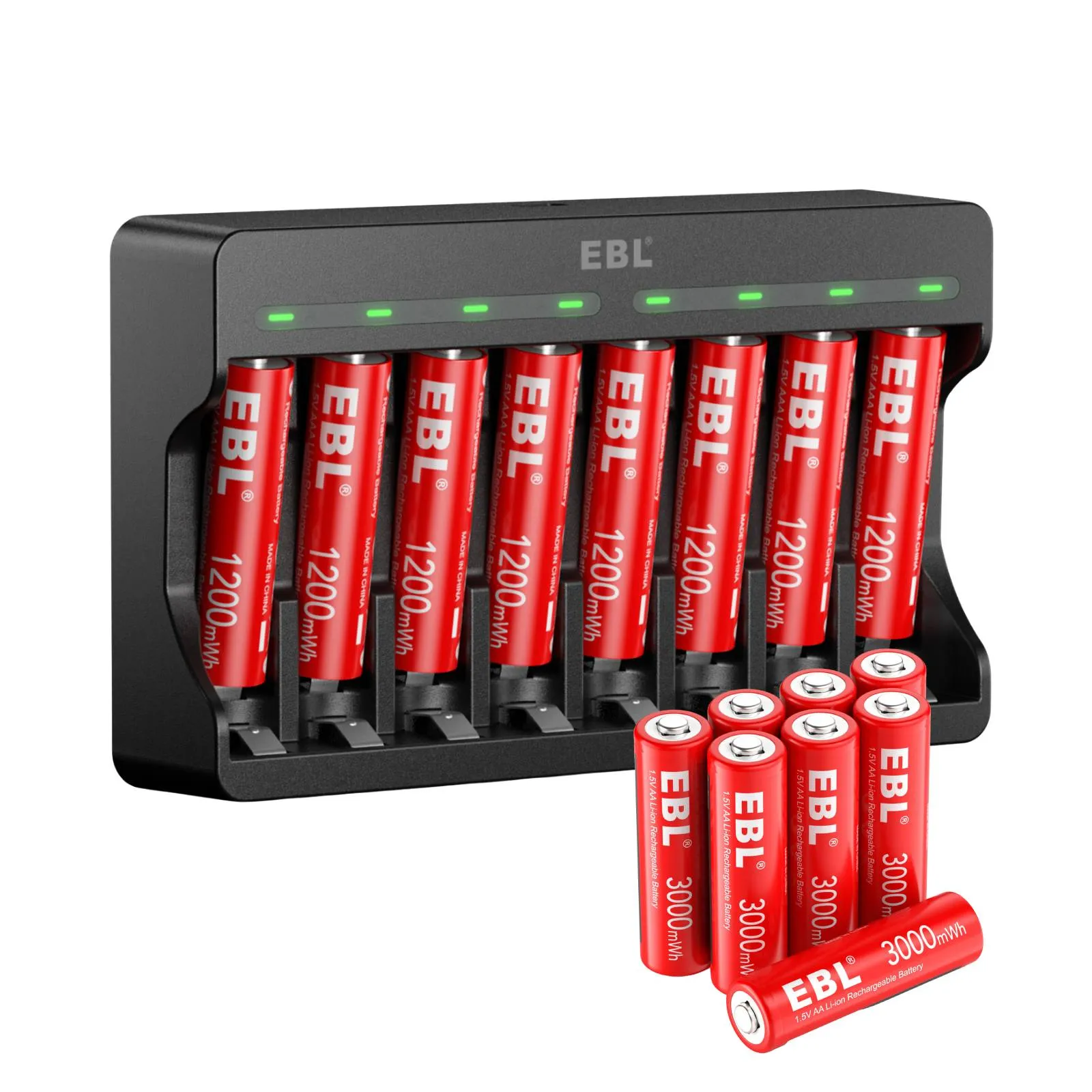 EBL Lithium Battery Charger with 1.5V AA AAA Li-ion Batteries