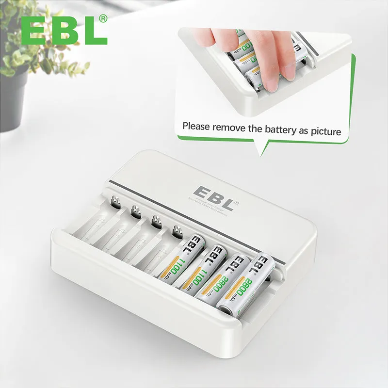 EBL TB-6290 8-Bay Smart Battery Charger with LCD Status Display, Independent Charging Slots, and Intelligent Overcurrent Protection for AA AAA Ni-MH Ni-CD Rechargeable Batteries