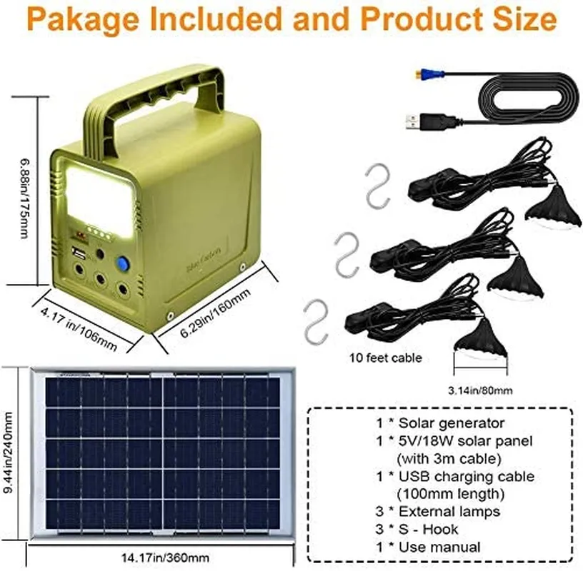 ECO-WORTHY 84Wh Portable Power Station, Solar Generator with 18W Solar Panel, Flashlights, Camp Lamps with Battery, USB DC Outlets, for Outdoor Camping, Home Emergency Power Supply, Hurricane, Fish