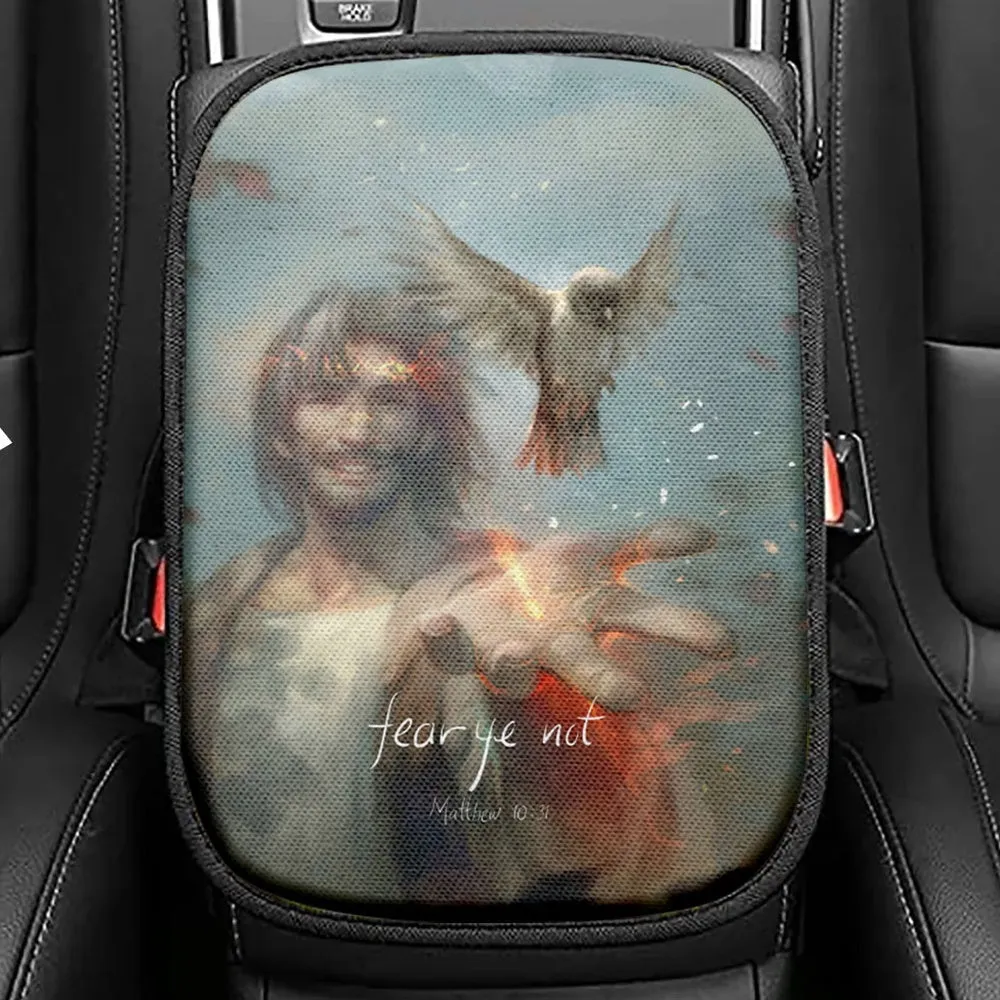 Fear Ye Not Seat Box Cover, Jesus Christ Car Center Console Cover, Christian Car Interior Accessories