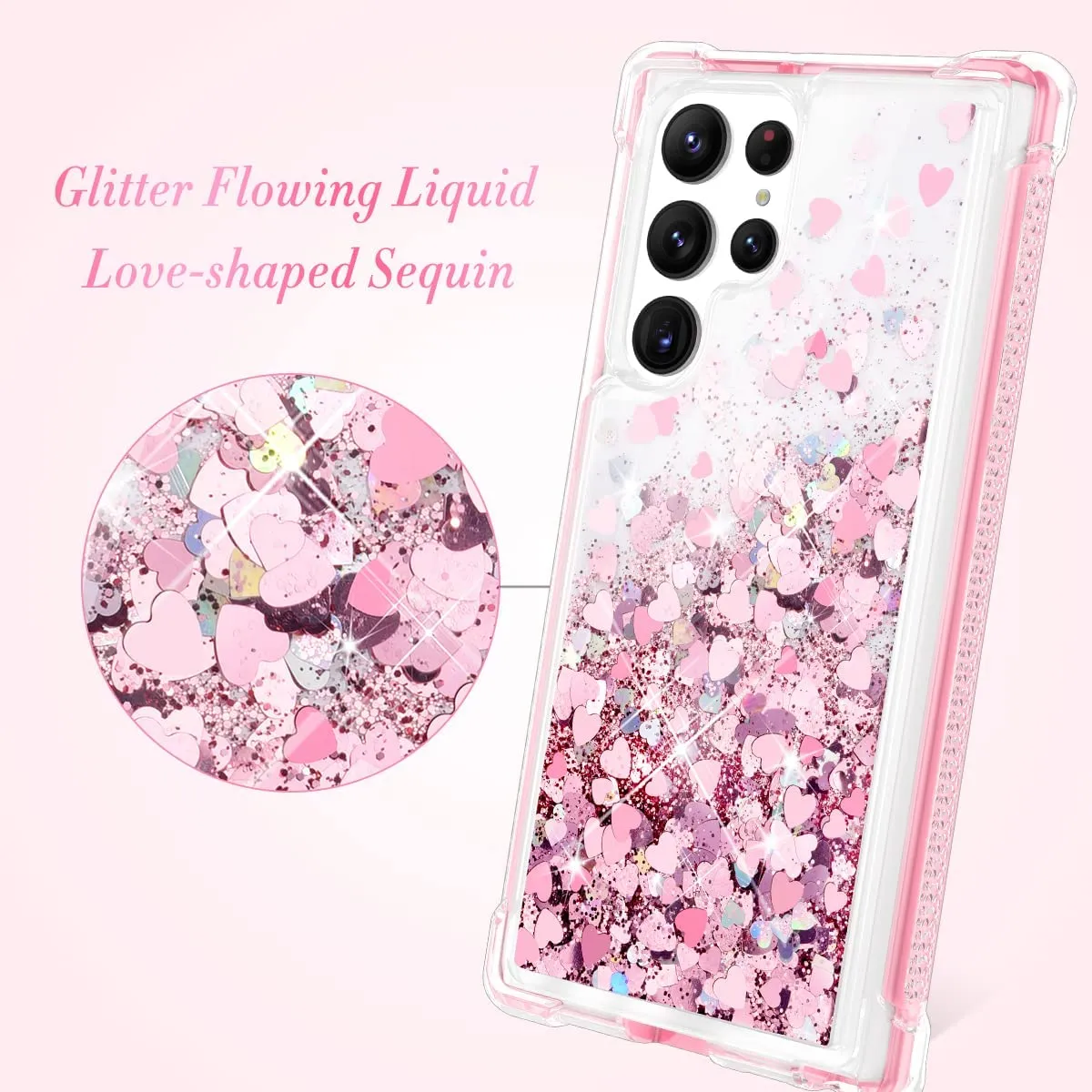 Galaxy S22 Ultra Women Girls Glitter Bling Sparkle Liquid Case