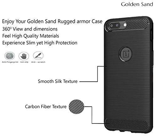 Golden Sand One Plus 5 Cover Original Rugged Armor Shock Proof TPU Case for OnePlus 5 Back Cover Mobile Phone 2017 ,Midnight Black