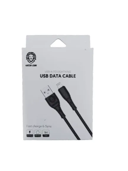 Green Lion Charging Cable, Pvc Usb-a To Lightning Cable 2a, Fast Charging, Ultra-fast Sync Charge Cable, Over-current Protection Lightning Cord Compatible For Iphone Lightning Devices Black – 1 M