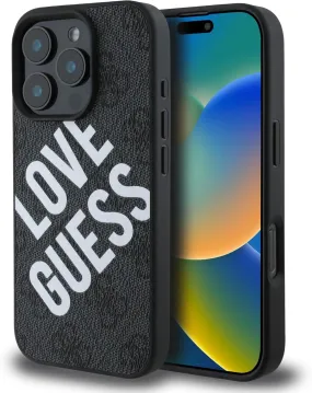 Guess 4G Big Love Logo Leather Case with MagSafe for iPhone 16 Pro Max 6.9" Black - GUHMP16XP4PLGWK