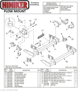 Hiniker Snowplow Mount - Quick Hitch 2 (QH2), 1988-2000 Chevy/GMC K1500-3500, 25012868