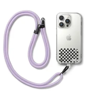 Holder Link Strap with Graphic Design TPU Tag | Checkerboard Black - Purple