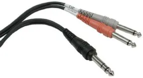 Hosa STP-203 1/4" TRS to Dual 1/4" TS Insert Cable, 3 Meters