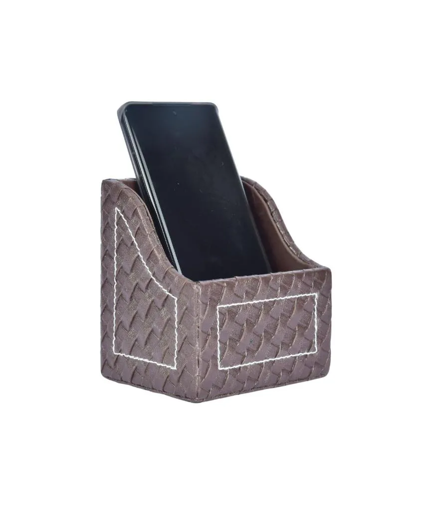 Iconic Faux Leather Wave Pattern Phone Holder Stand | 4 x 4 inches