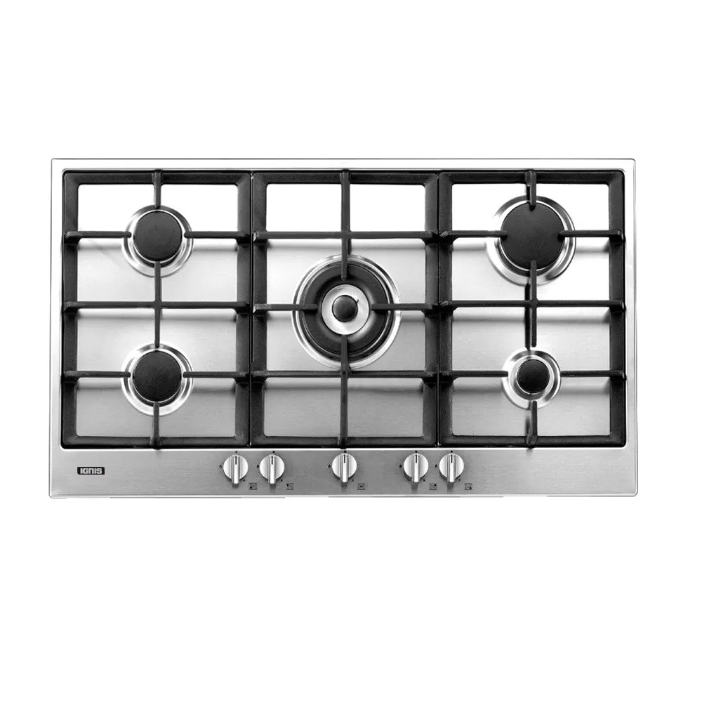 Ignis Cooker Hoob Steel Safety System 90 Cm 5 Burners With Triple Burner Included Self I