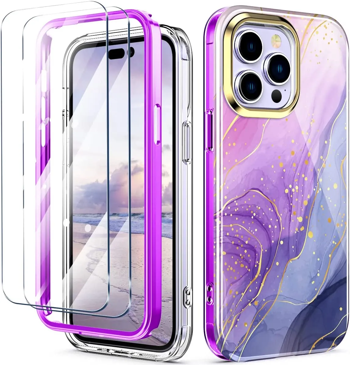 iPhone 14 Pro Max Case 6.7 inch  Slim Full-Body Stylish Shockproof Protective Marble