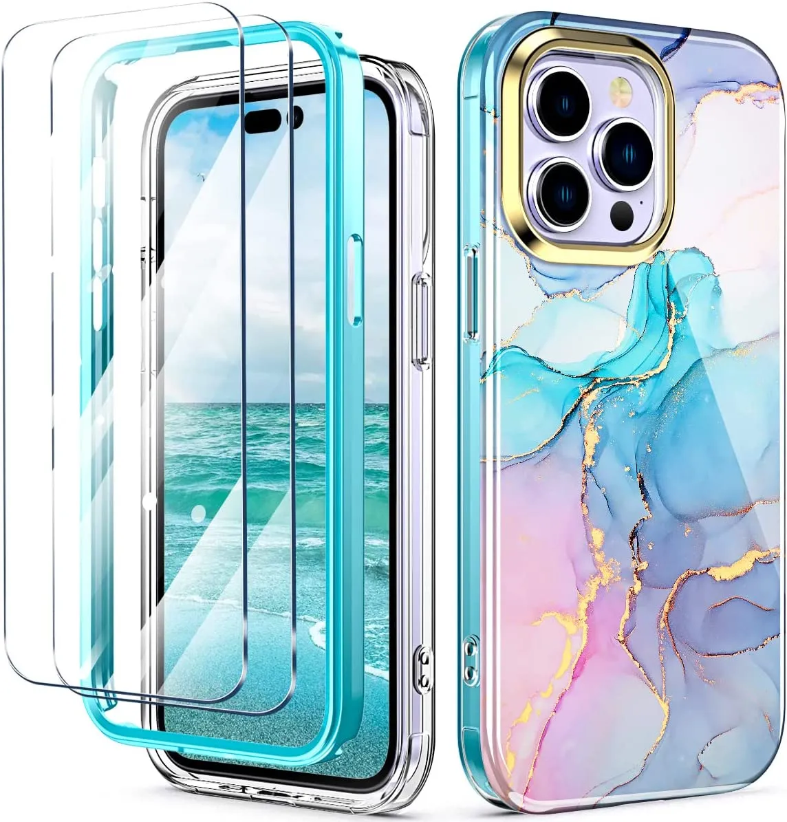 iPhone 14 Pro Max Case 6.7 inch  Slim Full-Body Stylish Shockproof Protective Marble