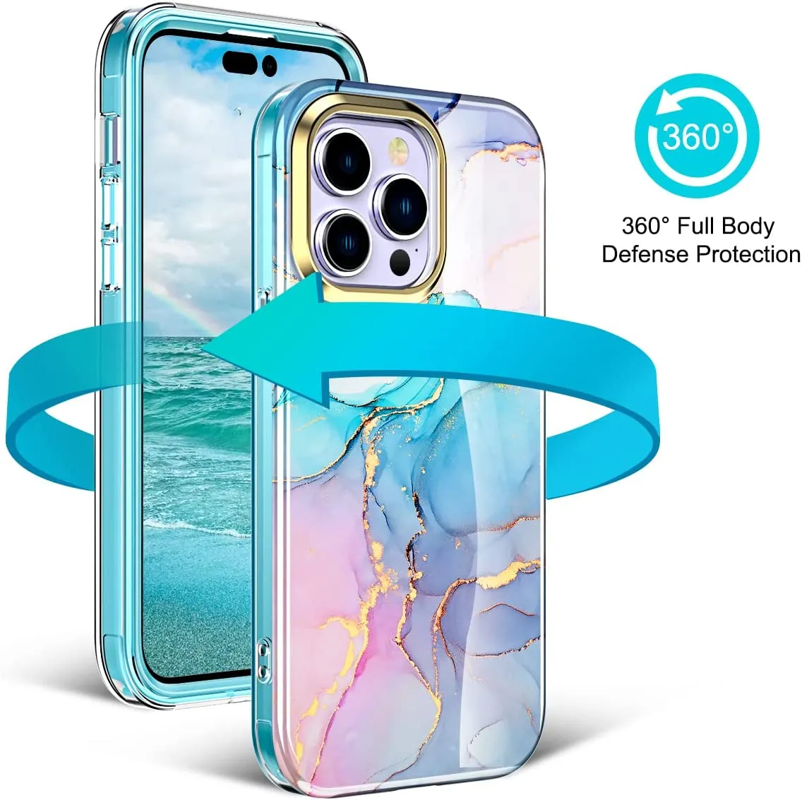 iPhone 14 Pro Max Case 6.7 inch  Slim Full-Body Stylish Shockproof Protective Marble