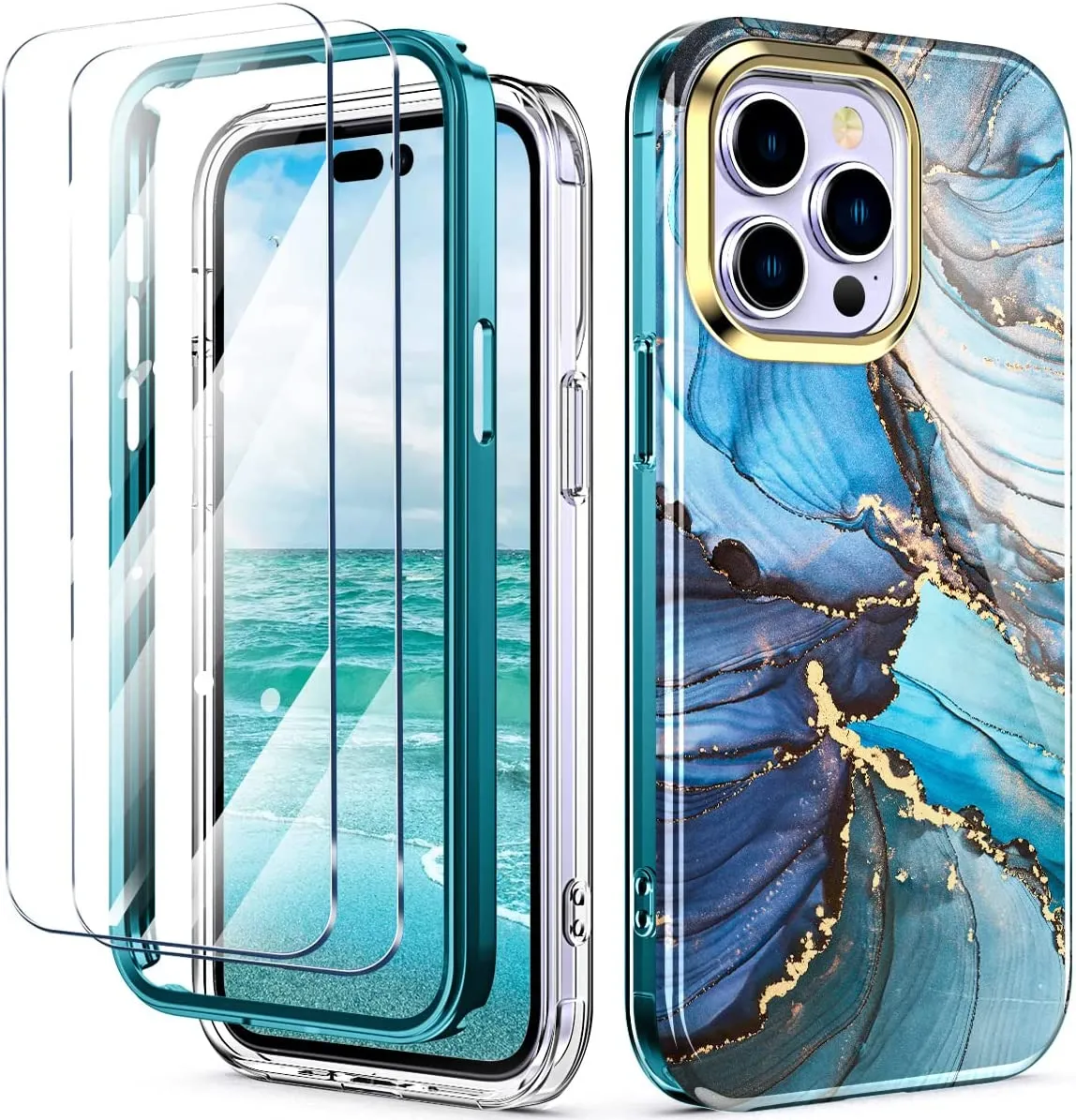 iPhone 14 Pro Max Case 6.7 inch  Slim Full-Body Stylish Shockproof Protective Marble