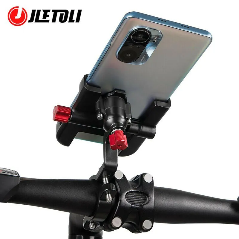 JLETOLI Aluminum Alloy Bike Phone Holder 360 Degree Rotation Bicycle Phone Holder Non-slip Cycling Phone Stand Mtb Accessories