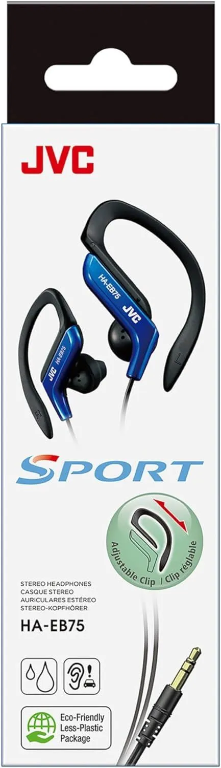 JVC Sport with Adjustable Clip Wired 3.5mm In Ear Stereo Headphones Blue - HA-EB75-AN-U