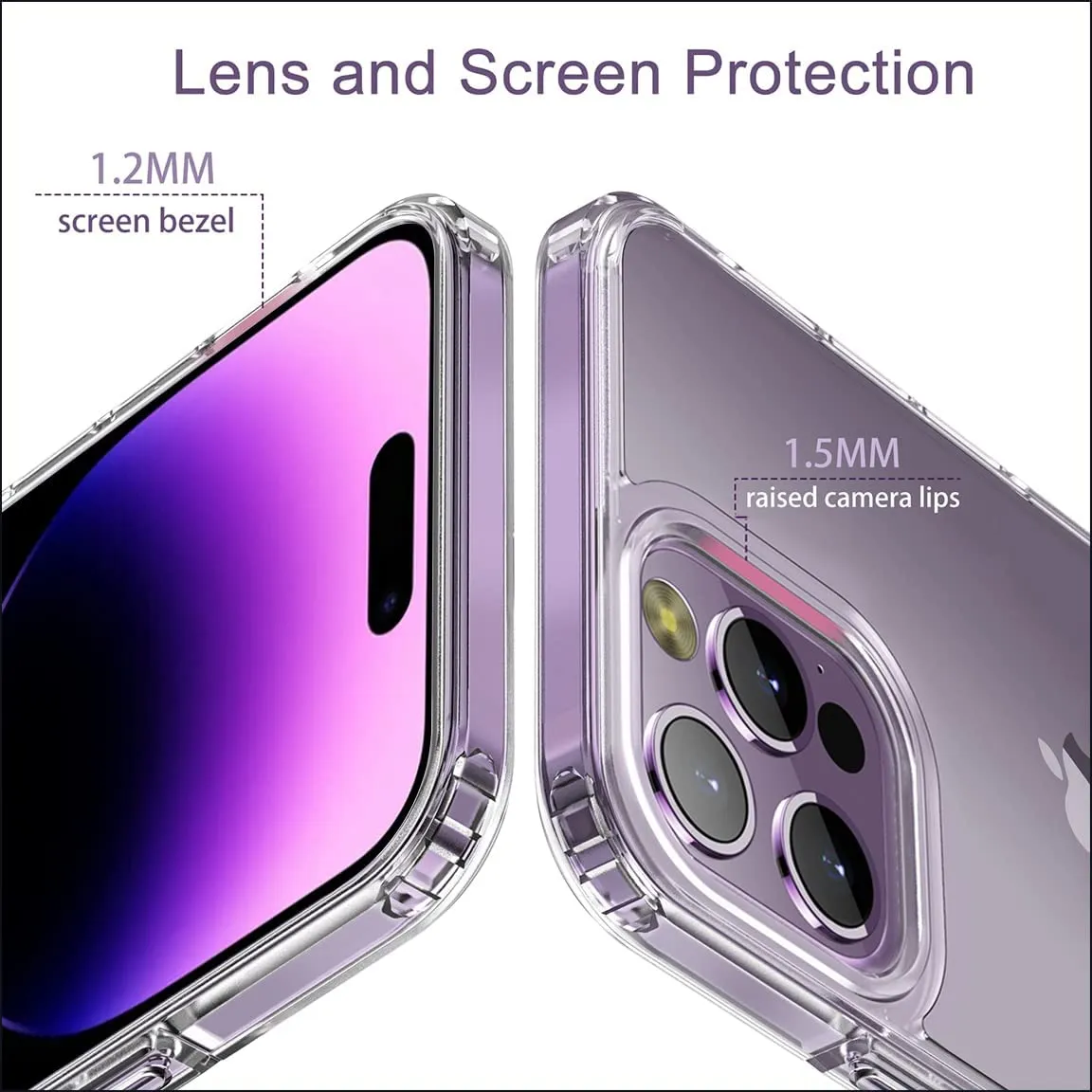 KAPAVER® Ice Crystal Series Back Cover Case  Tempered Glass for iPhone 14 Pro Max (Matte Clear Case with 2 Glasses)