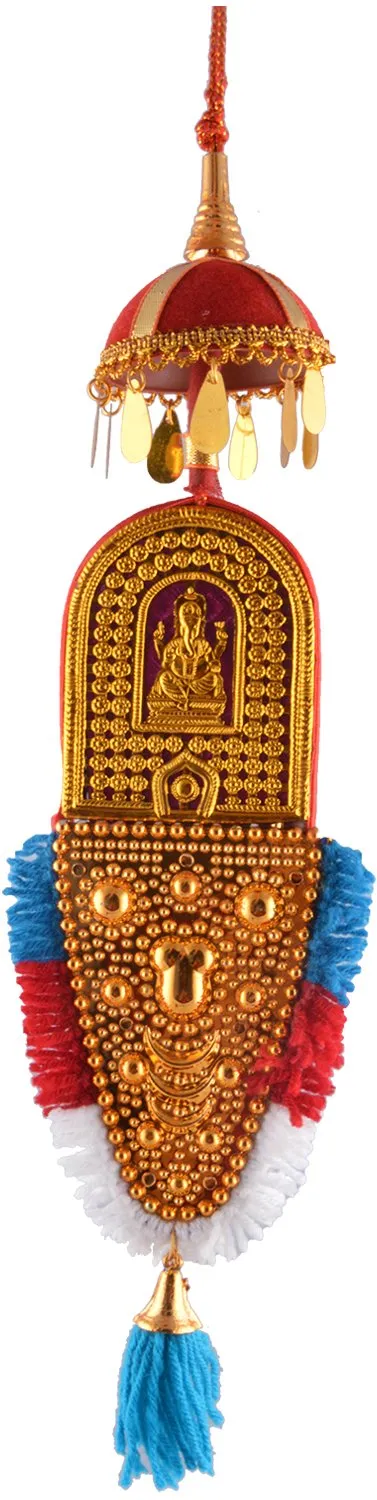 Kerala Stores Plastic Nettipattam Car Decor Hanging ( Multi-Coloured, 9 cm x 6.5 cm x 30 cm )