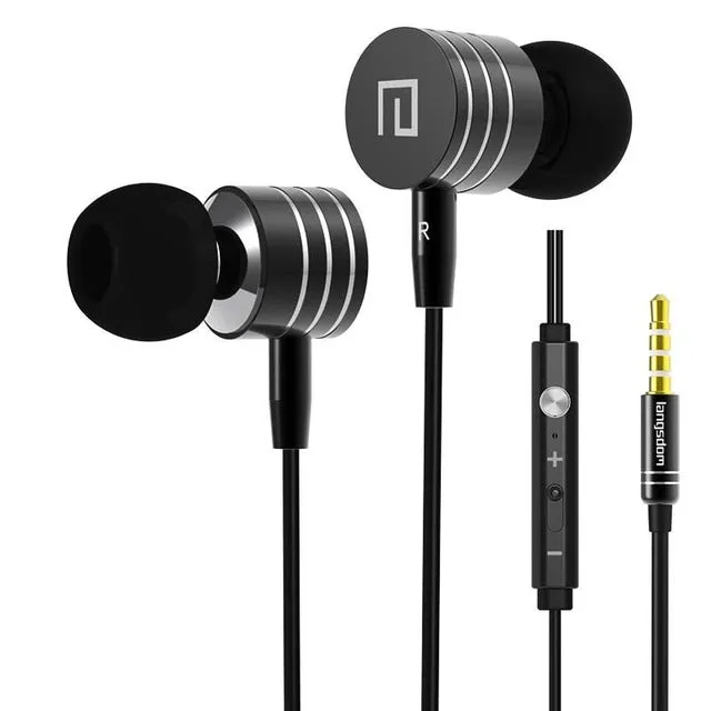 Langsdom i7A 3.5mm Metal Earphones Super Bass Stereo Earphone Earbuds with Mic Volume Phone Headsets for phone fone de ouvido