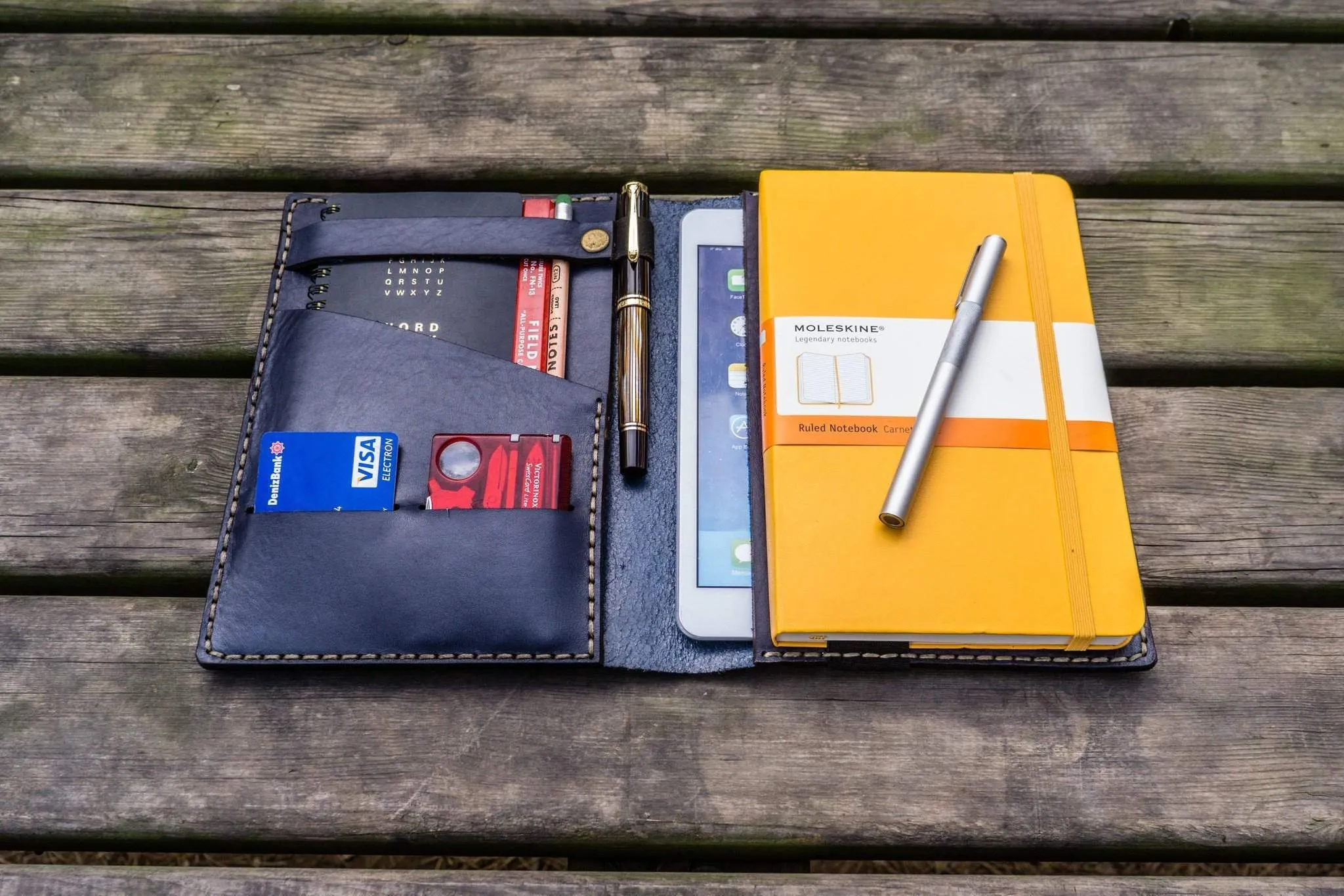 Leather Leuchtturm1917 A5 Notebook Cover - Navy Blue