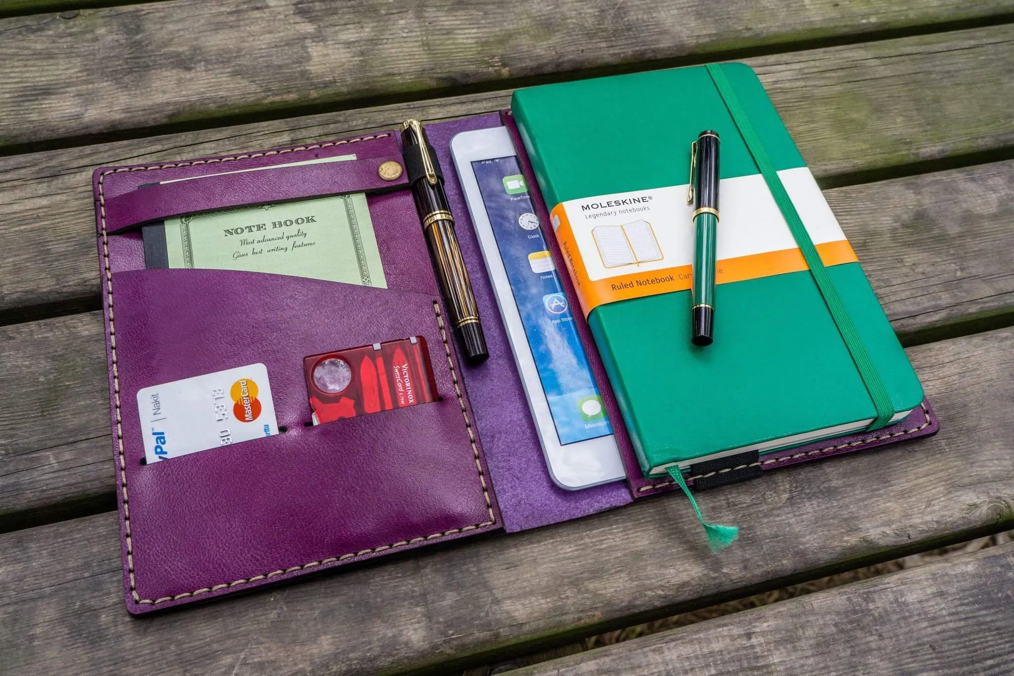 Leather Rhodia A5 Notebook & iPad Mini Cover - Purple