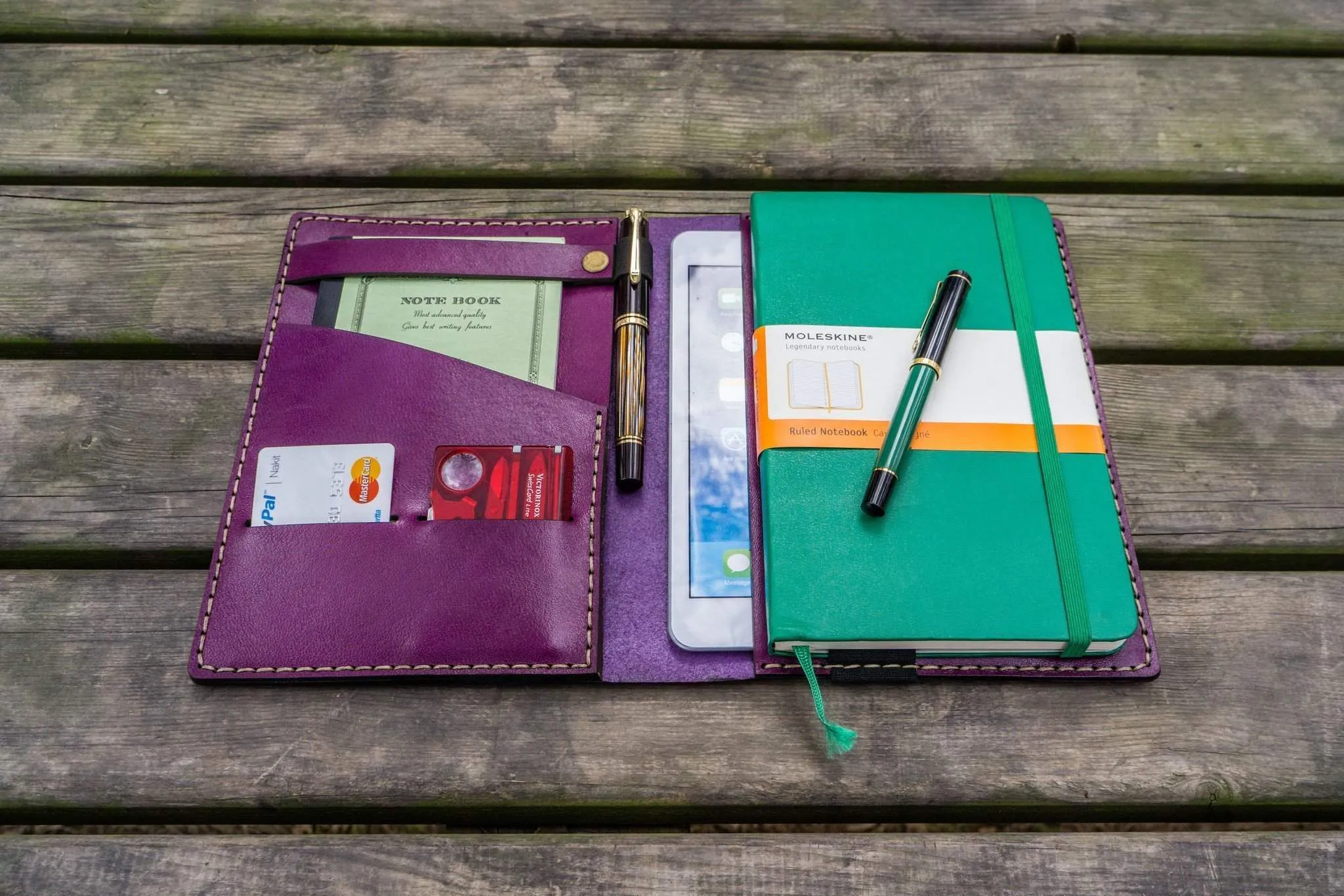 Leather Rhodia A5 Notebook & iPad Mini Cover - Purple