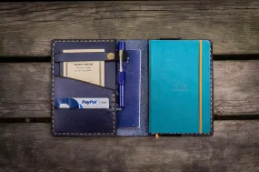 Leather Rhodia A6 Notebook Cover - Navy Blue