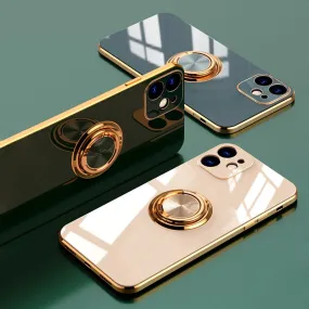 Luxury Royal Plating Ring Holder Phone Case For iPhone - 16, 16 Pro, 16 Plus, 16 Pro Max