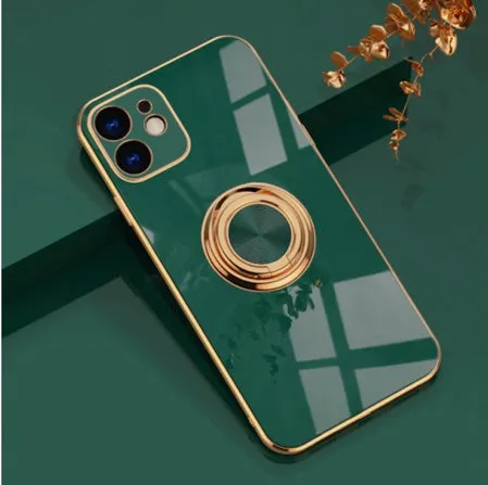 Luxury Royal Plating Ring Holder Phone Case For iPhone - 16, 16 Pro, 16 Plus, 16 Pro Max