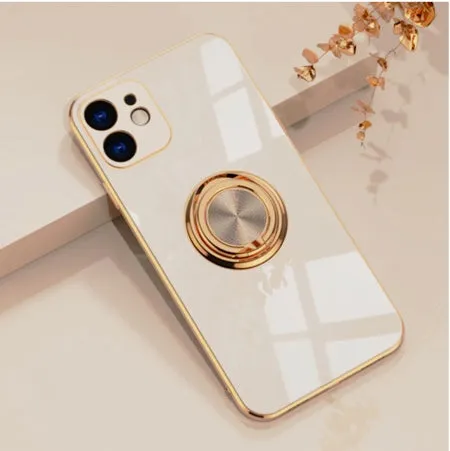 Luxury Royal Plating Ring Holder Phone Case For iPhone - 16, 16 Pro, 16 Plus, 16 Pro Max