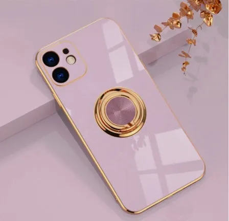 Luxury Royal Plating Ring Holder Phone Case For iPhone - 16, 16 Pro, 16 Plus, 16 Pro Max