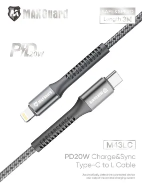 MaxGuard M43LC Lightning to Type c Cable with PD65W 3m