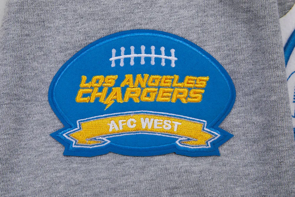 NFL LOS ANGELES CHARGERS CREST EMBLEM MEN'S RIB CREWNECK (HEATHER GREY/ROYAL)