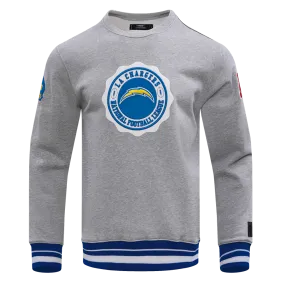 NFL LOS ANGELES CHARGERS CREST EMBLEM MEN'S RIB CREWNECK (HEATHER GREY/ROYAL)