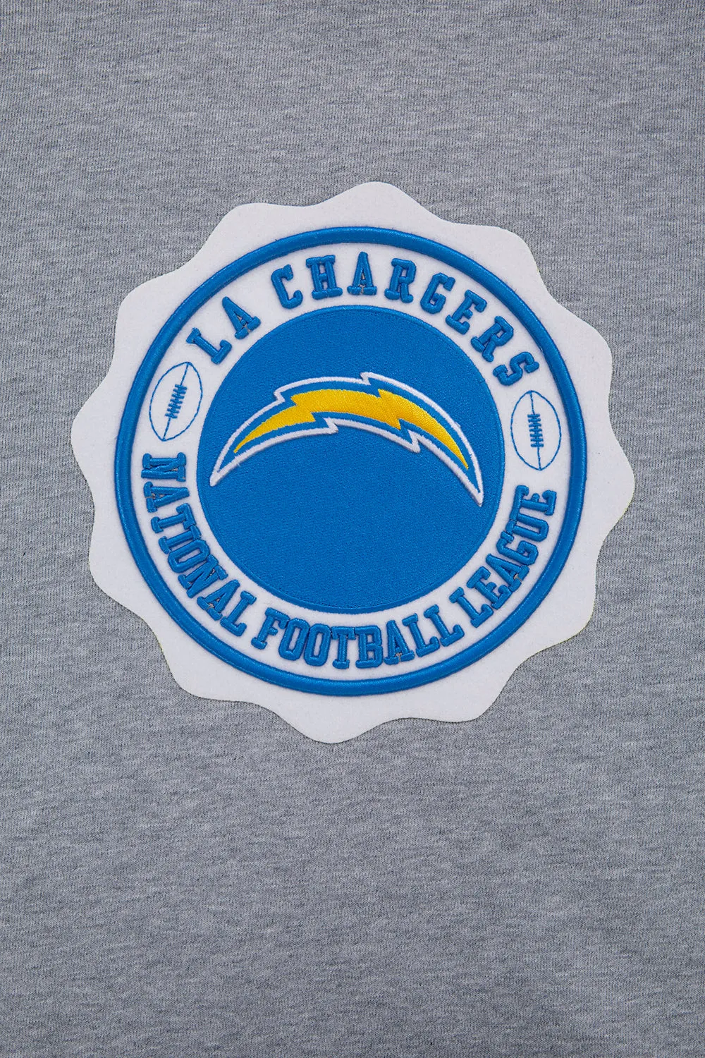 NFL LOS ANGELES CHARGERS CREST EMBLEM MEN'S RIB CREWNECK (HEATHER GREY/ROYAL)