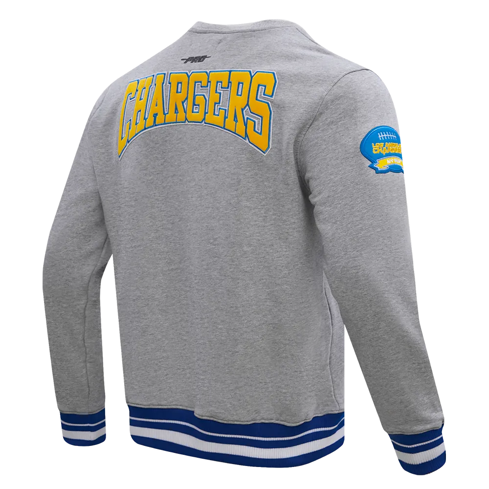 NFL LOS ANGELES CHARGERS CREST EMBLEM MEN'S RIB CREWNECK (HEATHER GREY/ROYAL)