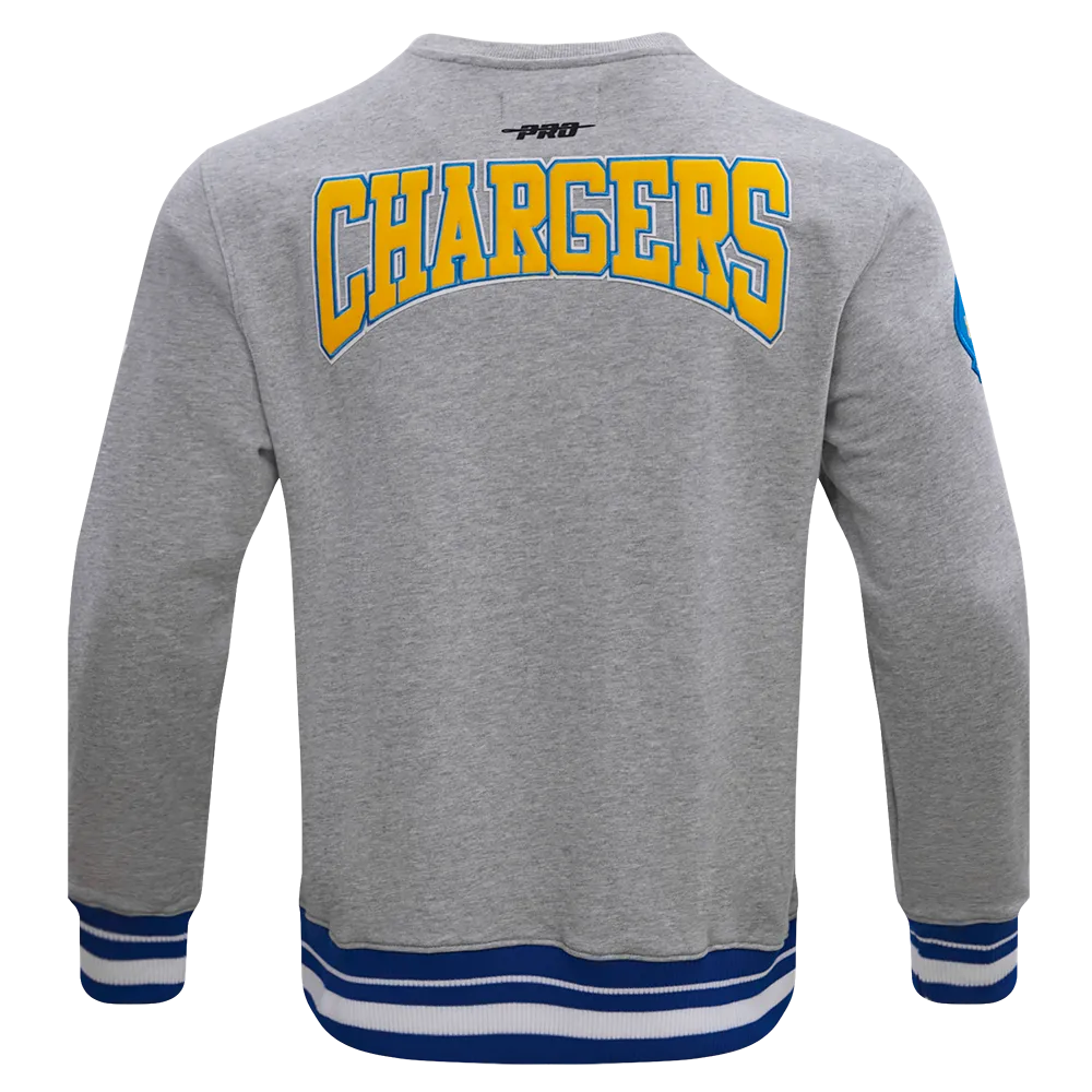 NFL LOS ANGELES CHARGERS CREST EMBLEM MEN'S RIB CREWNECK (HEATHER GREY/ROYAL)