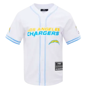 NFL LOS ANGELES CHARGERS MESH MEN'S BUTTON UP JERSEY (WHITE / UNIVERSITY BLUE)