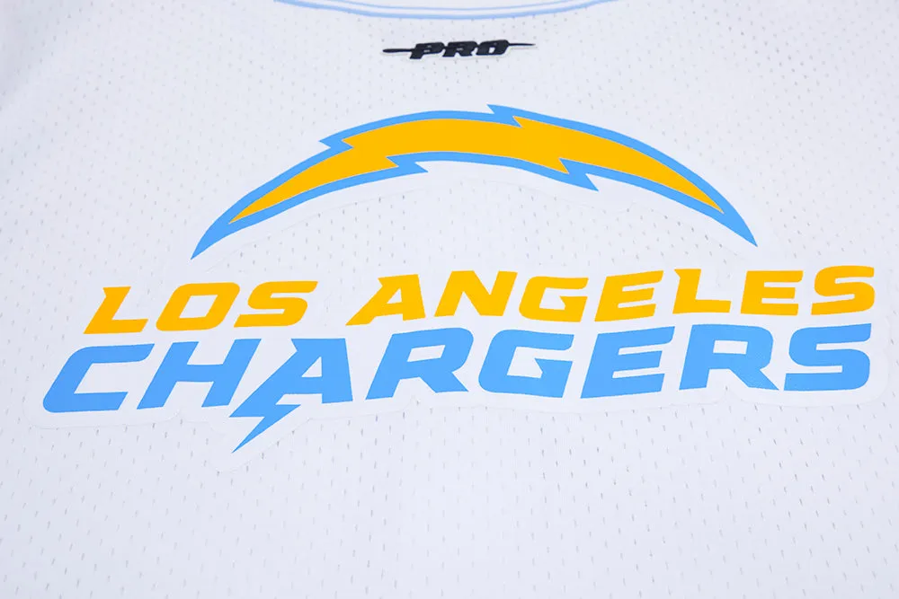 NFL LOS ANGELES CHARGERS MESH MEN'S BUTTON UP JERSEY (WHITE / UNIVERSITY BLUE)