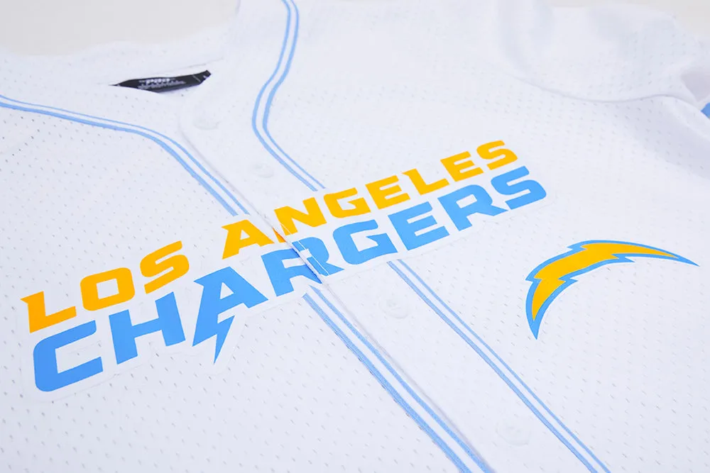 NFL LOS ANGELES CHARGERS MESH MEN'S BUTTON UP JERSEY (WHITE / UNIVERSITY BLUE)