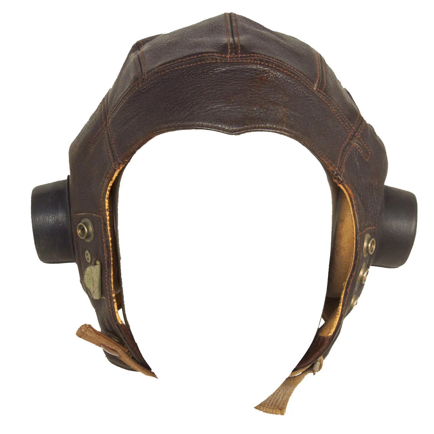 Original British WWII RAF 2nd Pattern Type C Leather Flying Helmet with Early Post War Oxygen Mask