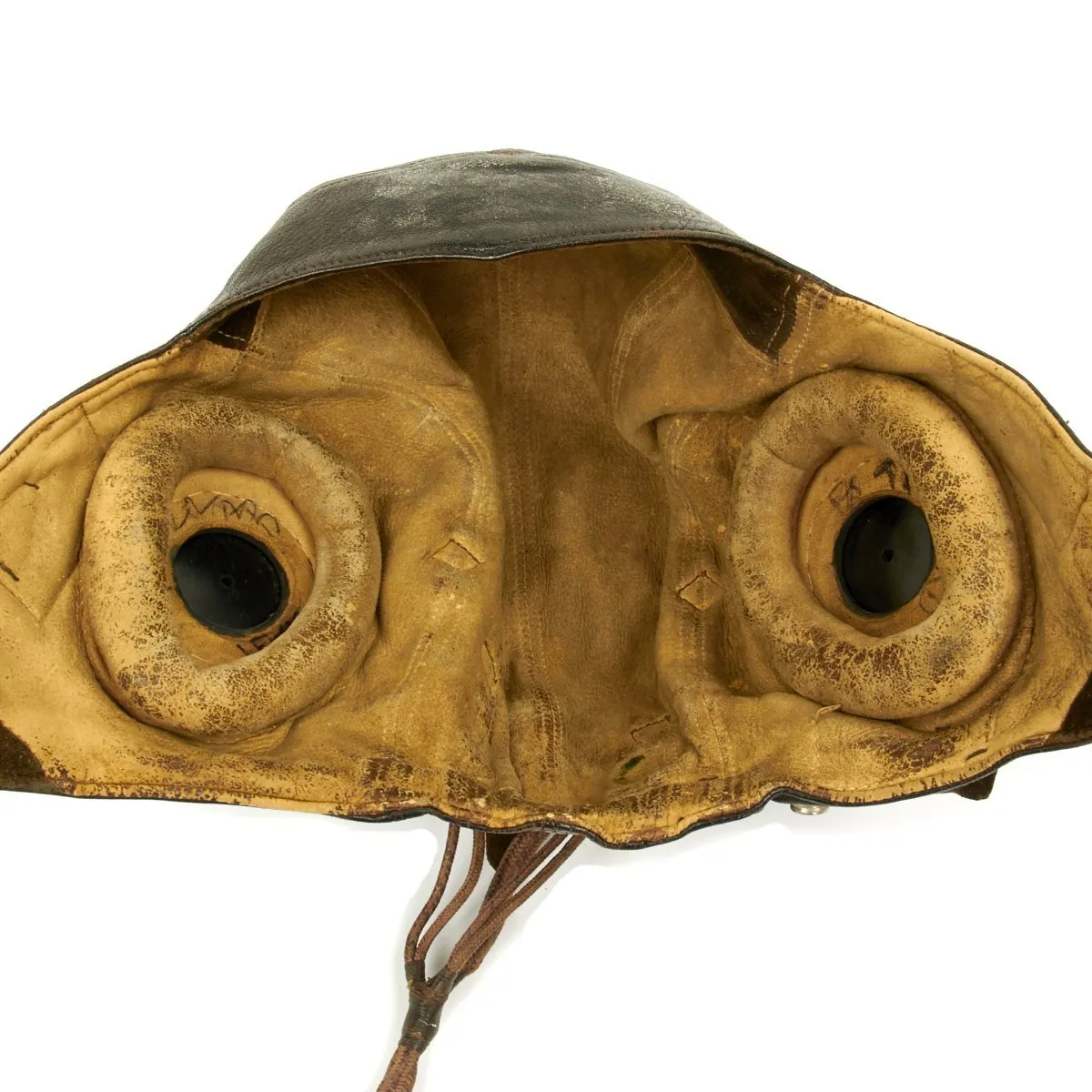 Original British WWII RAF Named Type C Leather Flying Helmet with Mk VIII Goggles and Oxygen Mask