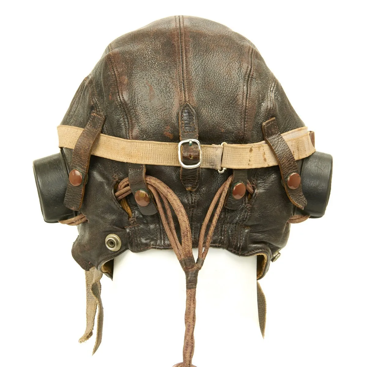 Original British WWII RAF Named Type C Leather Flying Helmet with Mk VIII Goggles and Oxygen Mask